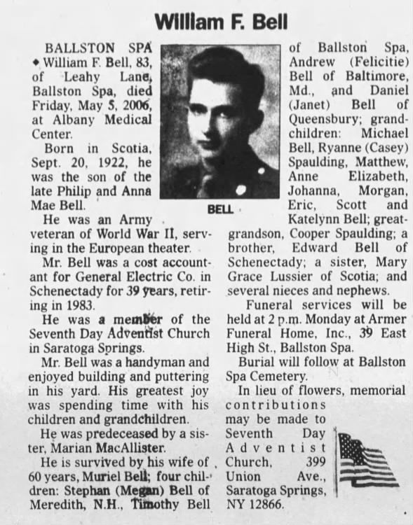 Obituary for William BALLSTON SPA, 1922-2006 (Aged 83)